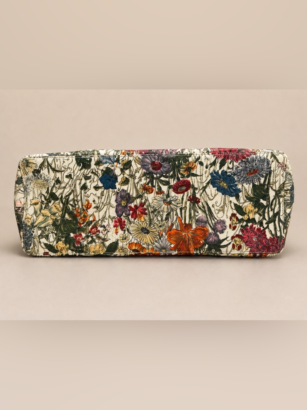 Tory Burch Multicolor Floral Canvas Tote with Tan Leather Handles - Picture 4 of 6